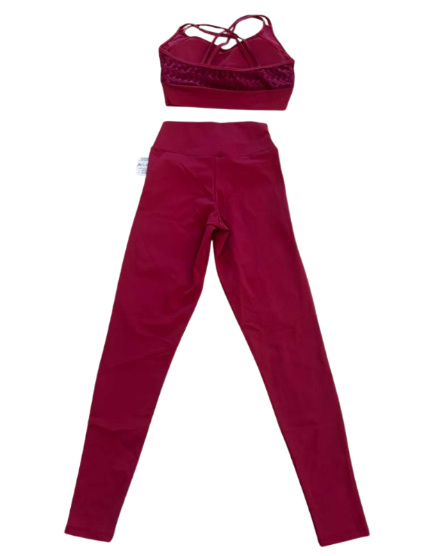 Performance Mesh Leggings & Sports Bra Set – Burgundy