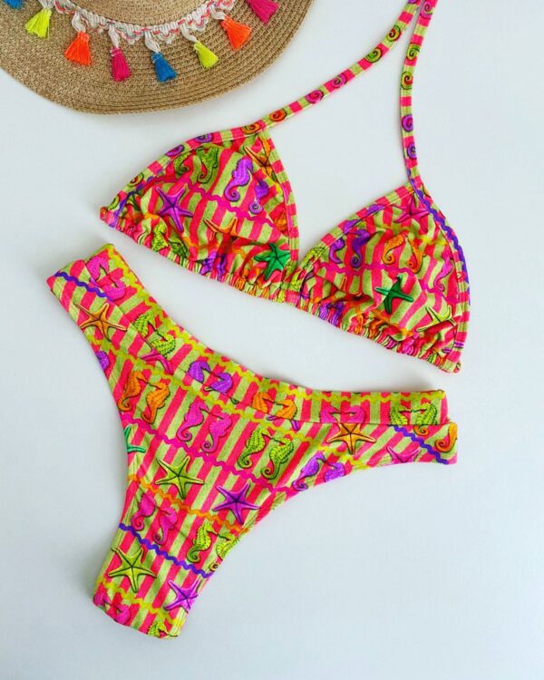 Bikini Printed Pink and Yellow